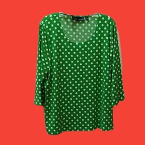 SUSAN GRAVER CHRISTMAS GREEN POLKA DOTS SZ.XLG
